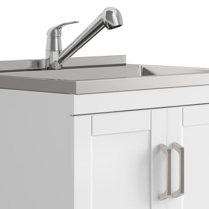 Kyle - Laundry Cabinet &Faucet And Stainless Steel Sink - White