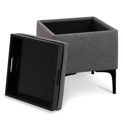 Natasha - Storage Ottoman With Tray - Gray