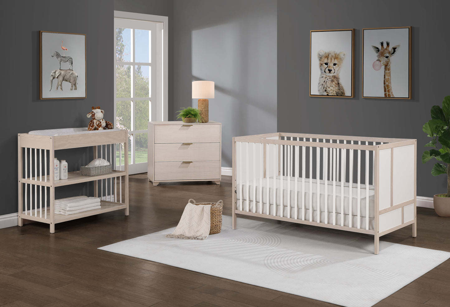 Pixie Finn - 3 In 1 Crib - Washed Natural / White