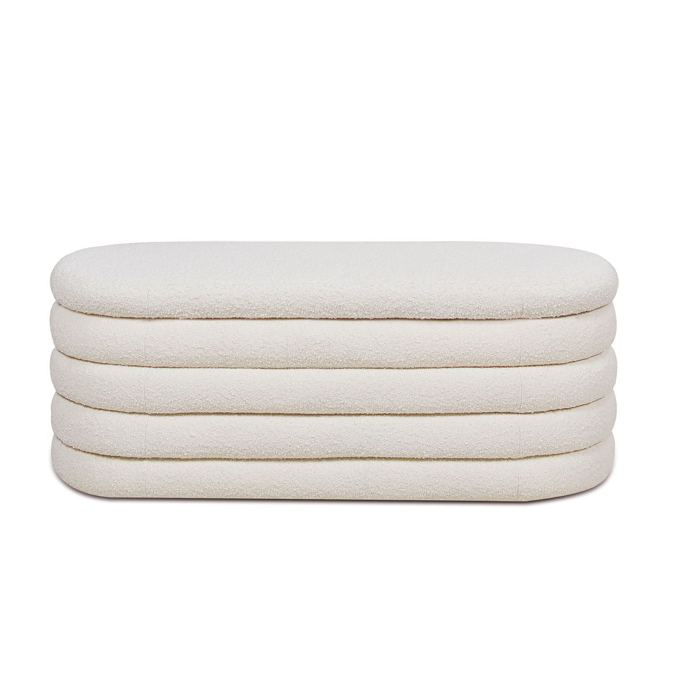 Fuji - Upholstered Oval Storage Bench - Ivory White