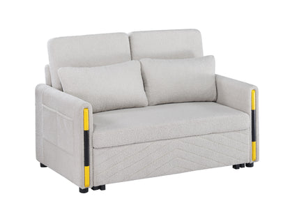 Percy - Teddy Velvet Sleeper Loveseat With Dual - Pull Sleeper Design - Beige