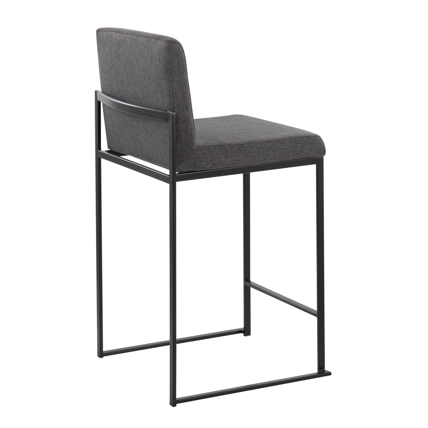 Fuji - Contemporary High Back Counter Stool (Set of 3) - Black / Charcoal