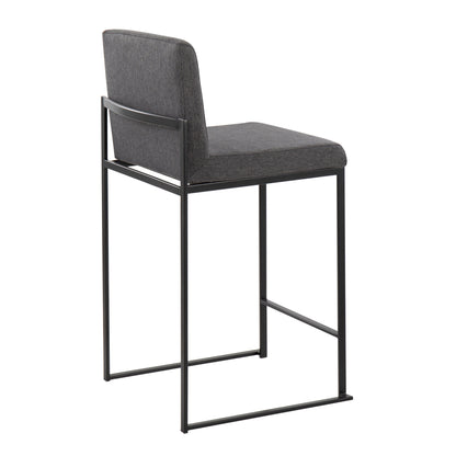 Fuji - Contemporary High Back Counter Stool (Set of 3) - Black / Charcoal