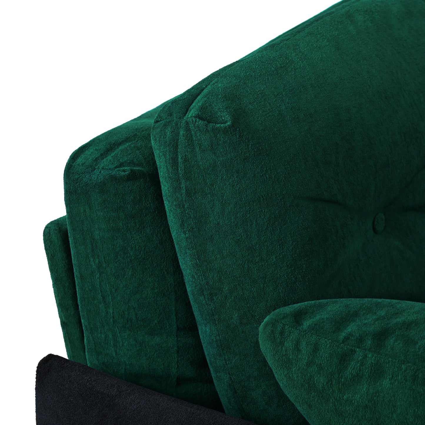 Modern Convertible Sleeper Sofa Bed With Pull Out Queen Design, Side Storage & Thick Cushions Chenille Loveseat For Living Room Or Bedroom 3 In 1 Function - Green