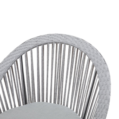 Modern Silver Swivel Wicker Lounge Chair With Xianrattan And Iron Frame, Stylish Round Design - Silver Gray