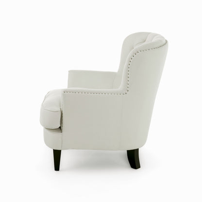 Modern Accent Chair Upholstered Foam Filled Living Room Chairs Comfy Reading Chair Mid Century Modern Chair, Armchair For Living Room Bedroom - Ivory