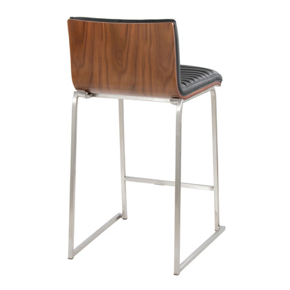 Mason Mara - Contemporary Fixed Height Counter Stool (Set of 2) - Walnut / Black