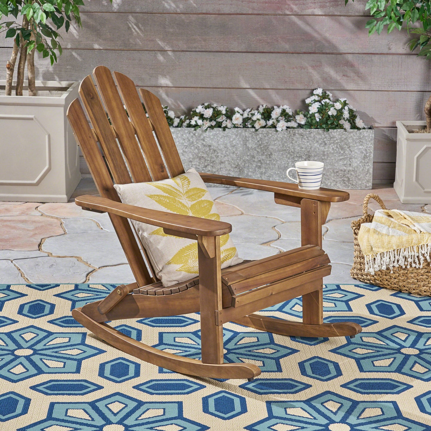 Echoes - Outdoor Acacia Wood Adirondack Rocking Chair - Dark Brown