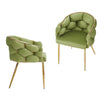 Luxury Handmade Accent Chair (Set of 2) With Gold Legs, Modern Green Velvet Armchair For Living Room And Bedroom - Green