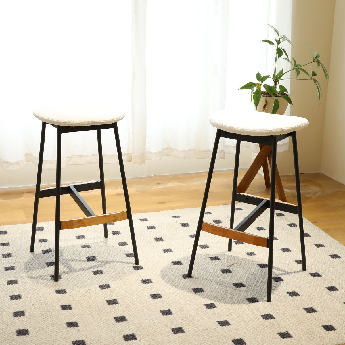 Modern Bar Stools Comfortable & Stylish Counter Height And Bar Height Bar Stools, Soft Fabric Upholstered, Backless For Kitchen, Dining Room Bar Chairs (Set of 2) - White