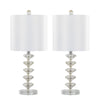 Diamond - Stacked Contemporary Crystal Table Lamp (Set of 2) - Clear / Off White / Chrome