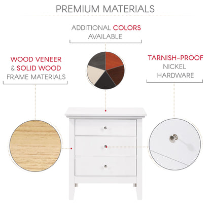 3 Drawer Nightstand - White