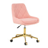 Modern Teddy Fleece Fabric Living Room Furniture Dining Chair With Gold Legs, Soft And Comfortable, Adjustable, Space Saving - Pink
