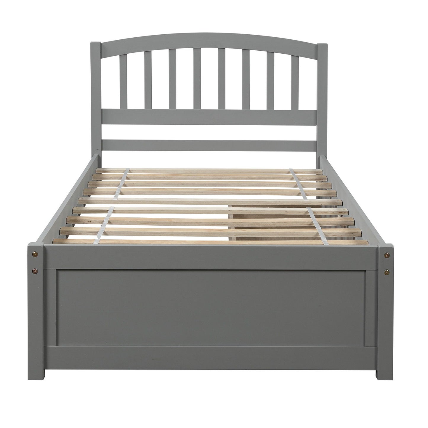 Twin Platform Storage Bed Frame With Two Drawers And Headboard - Gray