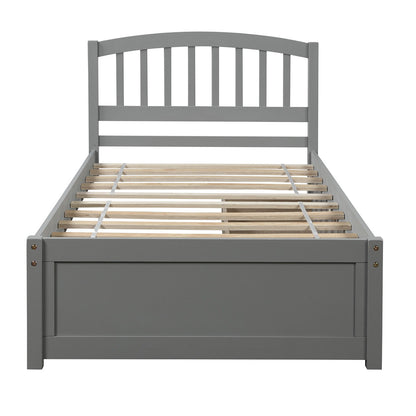 Twin Platform Storage Bed Frame With Two Drawers And Headboard - Gray