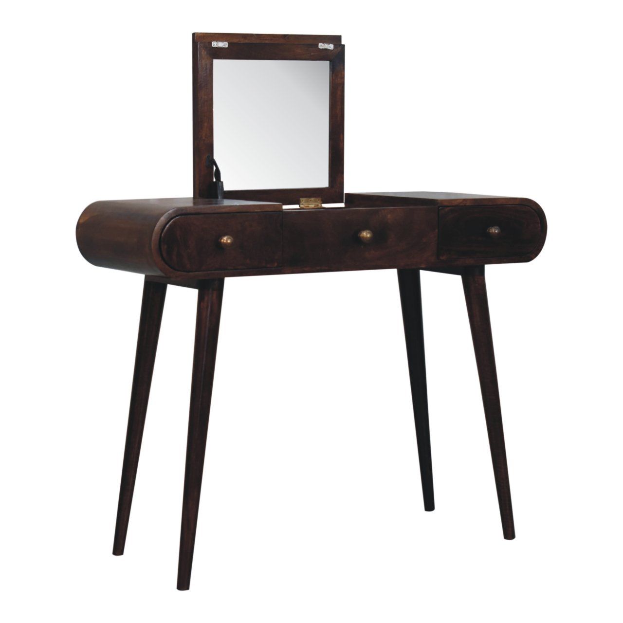 Dressing Table With Foldable Mirror - Walnut