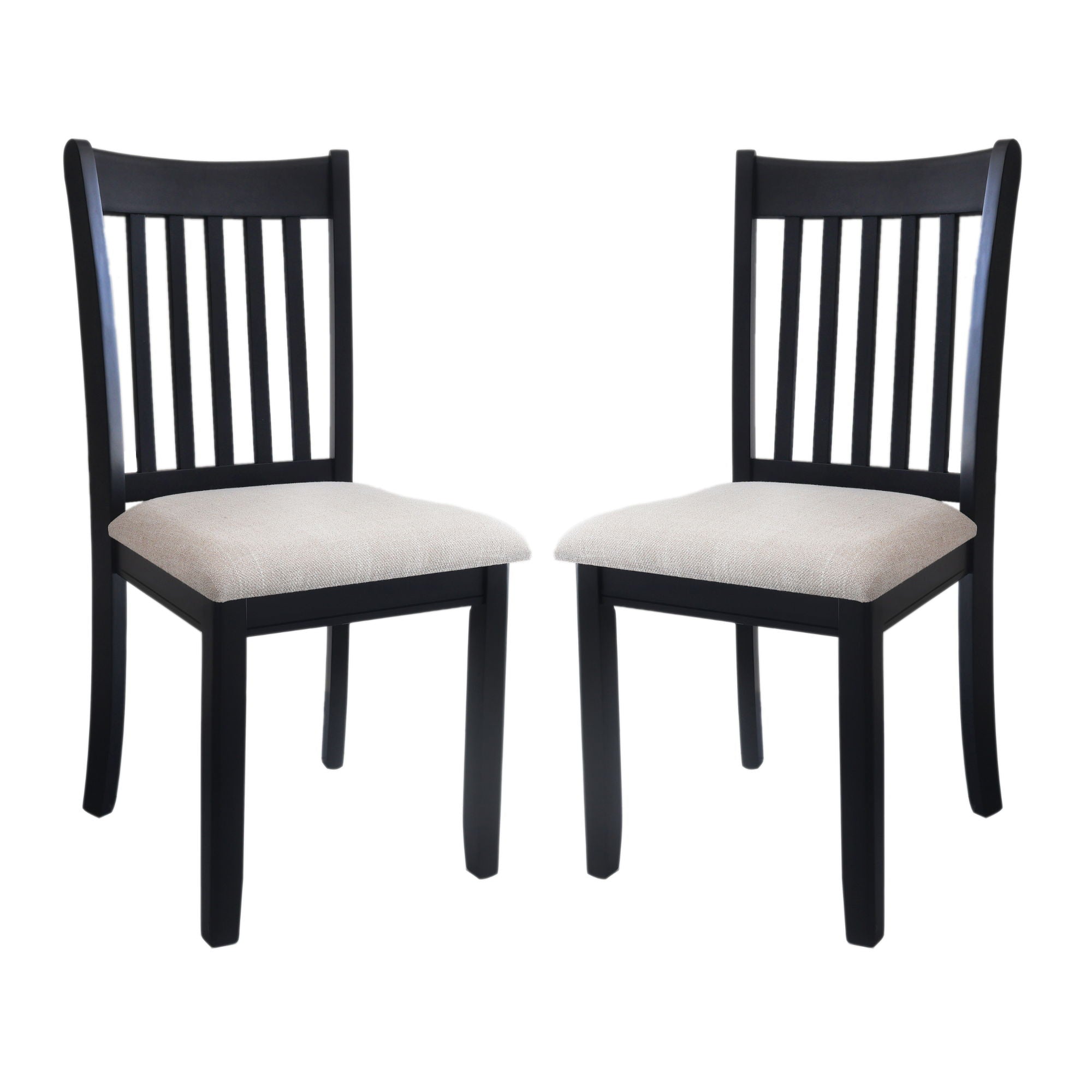Modern Dining Chair (Set of 2) With Cushion Seats And Wooden Back - Black
