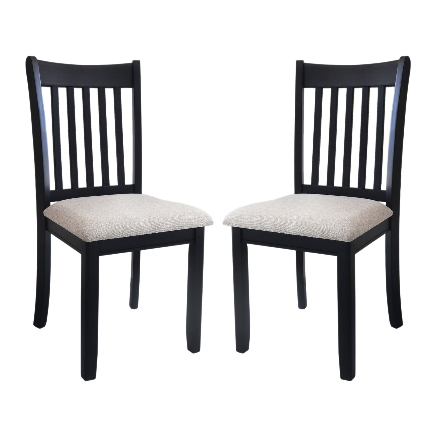 Modern Dining Chair (Set of 2) With Cushion Seats And Wooden Back - Black