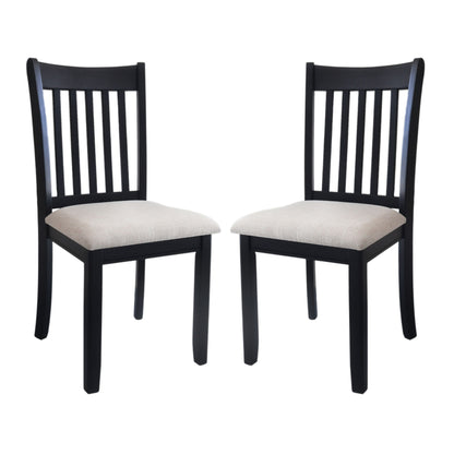 Modern Dining Chair (Set of 2) With Cushion Seats And Wooden Back - Black
