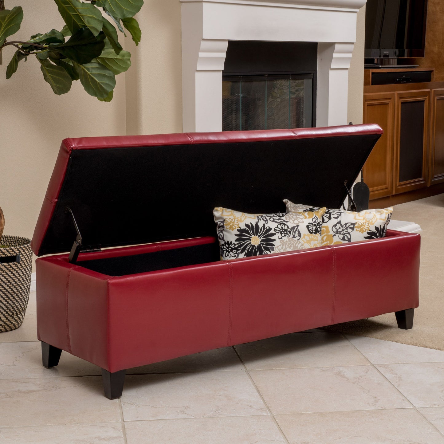 Glouster - Storage Ottoman Leather - Red