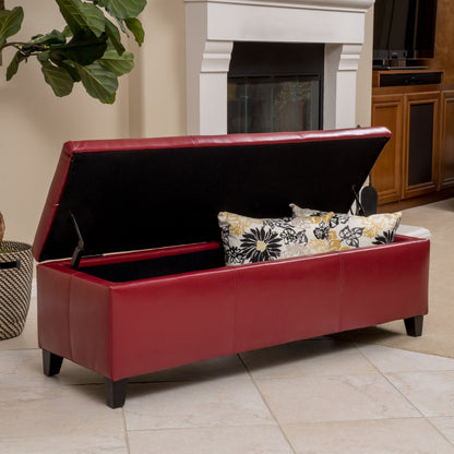 Glouster - Storage Ottoman Leather - Red