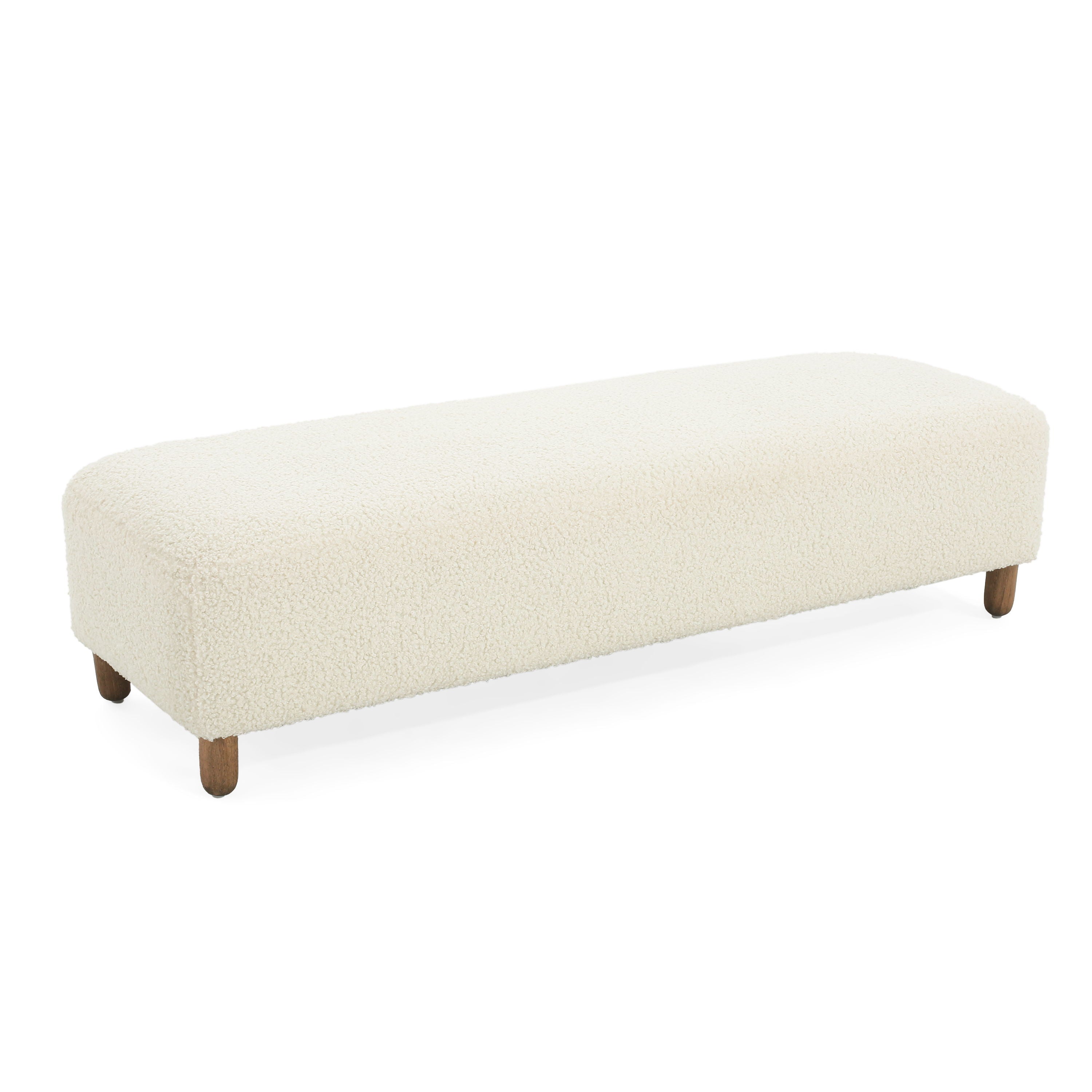 Elegant Ottoman Upholstered Footrest With Durable Polyester Blend And Solid Frame - White