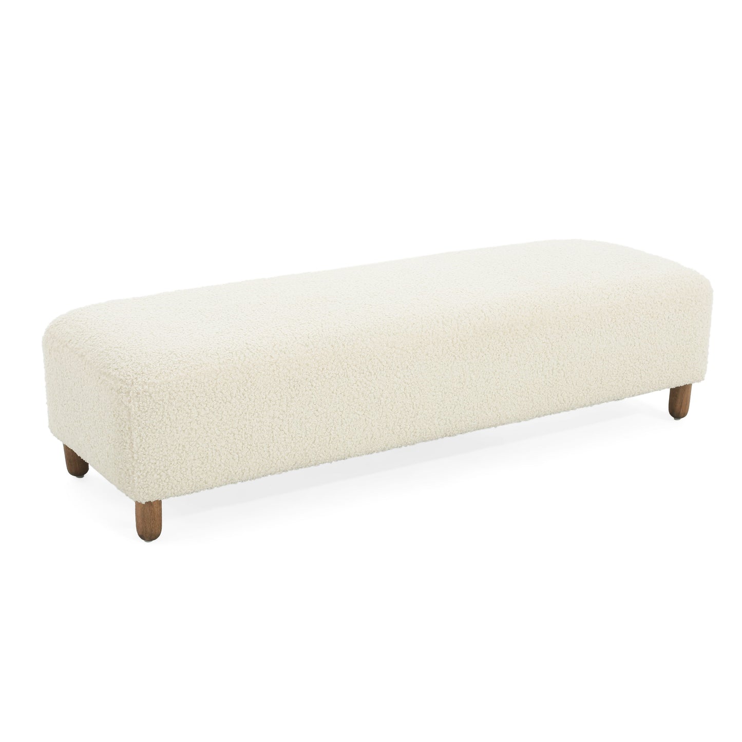 Elegant Ottoman Upholstered Footrest With Durable Polyester Blend And Solid Frame - White