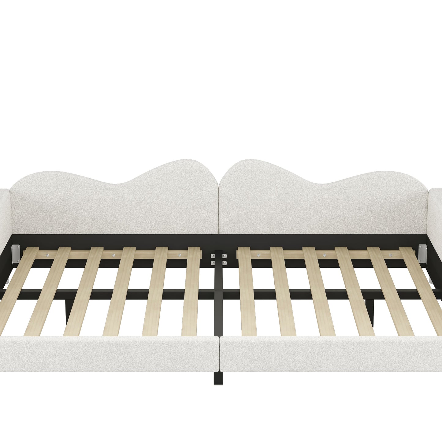 Full Size Upholstered Daybed, Sherpa Fabric Sofabed With Cloud-Shaped Backrest, No Box - Spring Needed - White