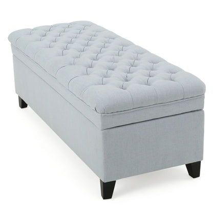 Juliana - Storage Ottoman With Fabric Upholstery - Light Blue