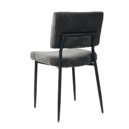 Modern Dining Chair (Set of 2) Fabric Upholstered With Black Metal Legs, Home And Bedroom Use - Gray