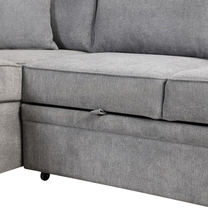 Sleeper Sofa Bed, 2 In 1 Pull Out Sofa Bed L Shape Couch With Storage Ottoman For Living Room, Bedroom Couch And Small Apartment - Gray
