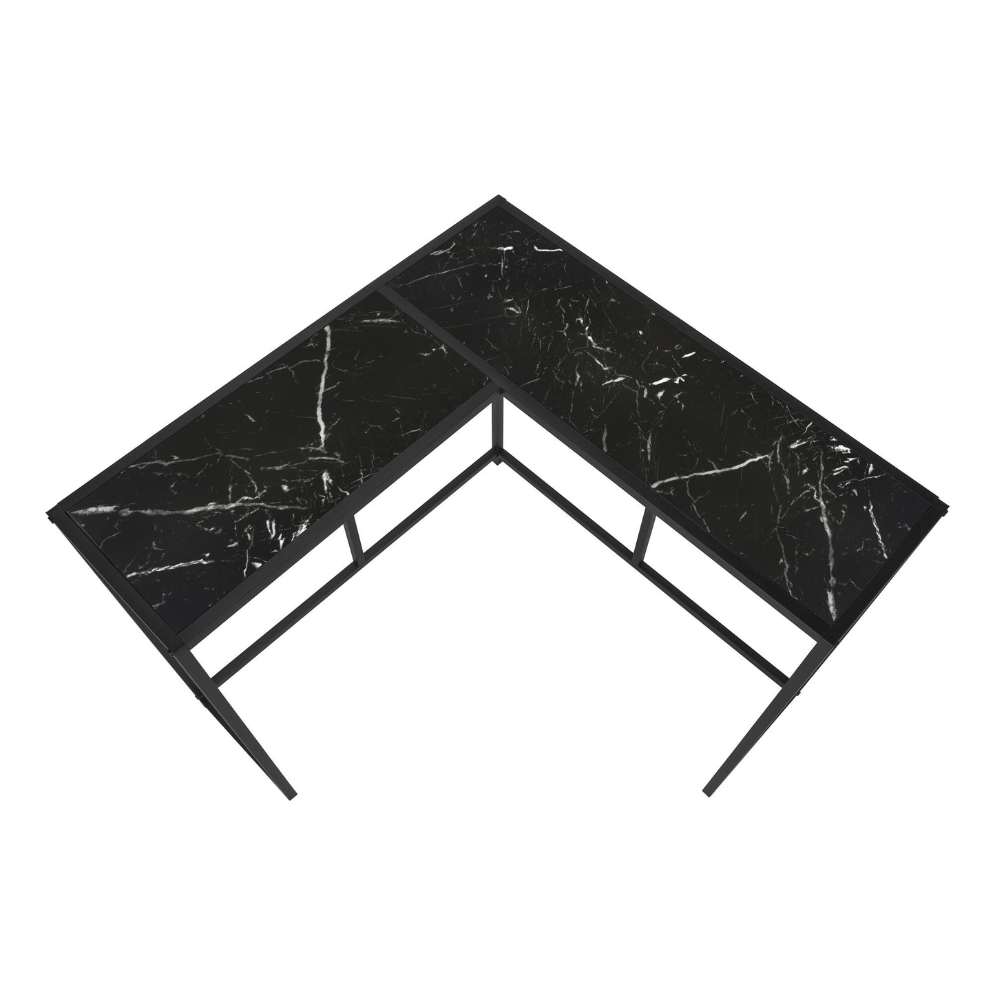 Corner Accent Console Table For Entryway, Marble Look Contemporary & Modern - Black