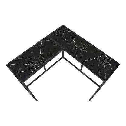 Corner Accent Console Table For Entryway, Marble Look Contemporary & Modern - Black