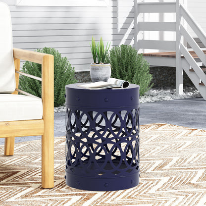 Outdoor, Metal End Table Large - Navy Blue