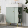 Bathroom Vanity, Combo Cabinet, Bathroom Storage Cabinet, Single Ceramic Sink, Right Side Storage - Green