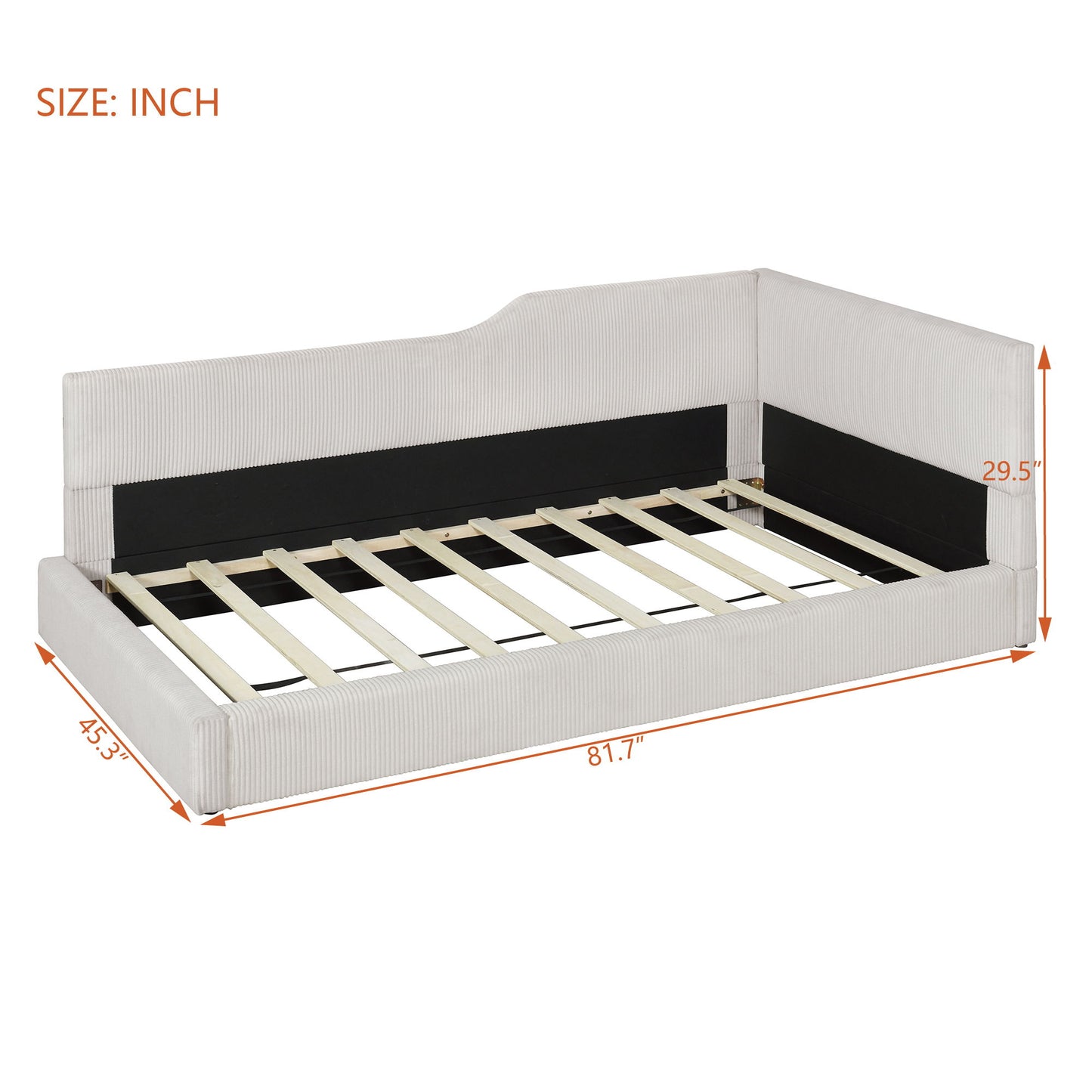 Twin Size L Shaped Upholstered Daybed - Beige