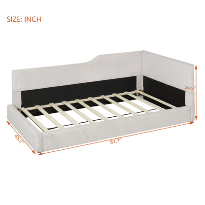 Twin Size L Shaped Upholstered Daybed - Beige