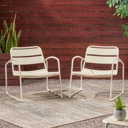 Outdoor Accent Chair With Metal Frame - White