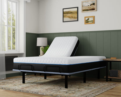 Copper Lux - 14" Split Top Queen Plush Memory Foam Mattress With Phase Change Cooling Fabric - White / Gray