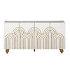 Modern Fluted Sideboard Buffet With Storage, Curve Element, 4 Doors With Adjustable Shelves - White