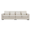 4 Seater Modern Linen Sofa With Armrest Pockets And 4 Pillows, Minimalist Style Couch - Beige