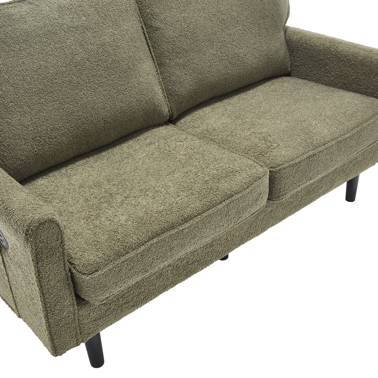 Mid Century Modern Loveseat Sofa With USB Ports, Removable Pillow Cover - Green