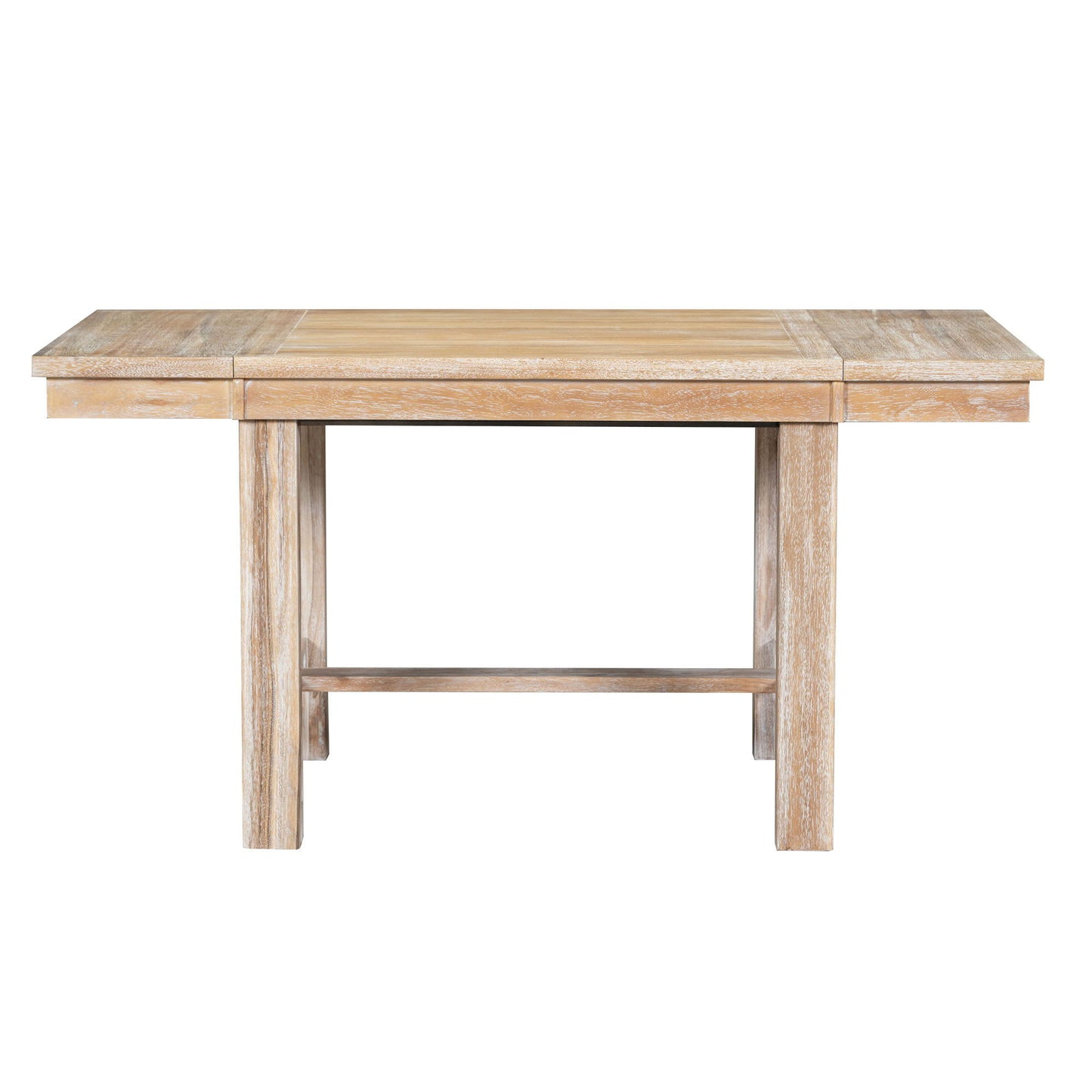 Topmax - 6 Piece Farmhouse Extendable Dining Table With Footrest, 4 Upholstered Dining Chairs And Dining Bench, Two 11" Removable Leaf - Natural / Beige