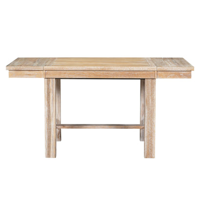 Topmax - 6 Piece Farmhouse Extendable Dining Table With Footrest, 4 Upholstered Dining Chairs And Dining Bench, Two 11" Removable Leaf - Natural / Beige