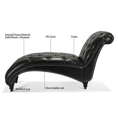 Tufted Armless Chaise Lounge - Black