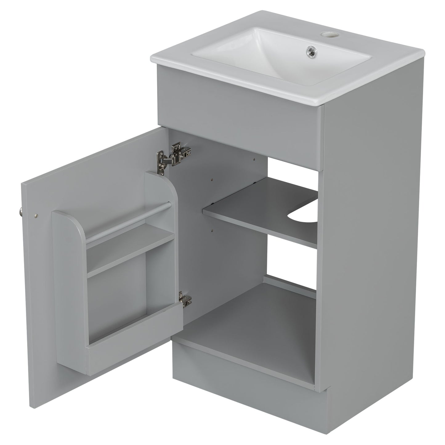 Bathroom Vanity With Sink, Vanity Cabinet With Door Shelf And Adjustable Shelf - Gray