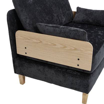 Mid Century Modern Foldable Sofa Bed Recliner, 3 - 1 Convertible Sleeper With 3 Pillows For Small Spaces - Black