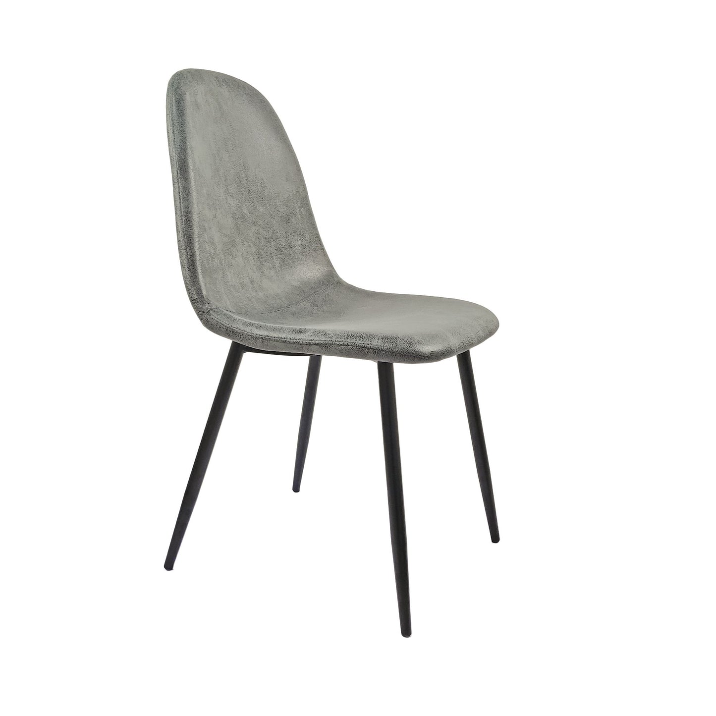 Modern Accent Dining Chairs (Set of 4), Upholstered Seat, Spoon Shape - Black / Gray