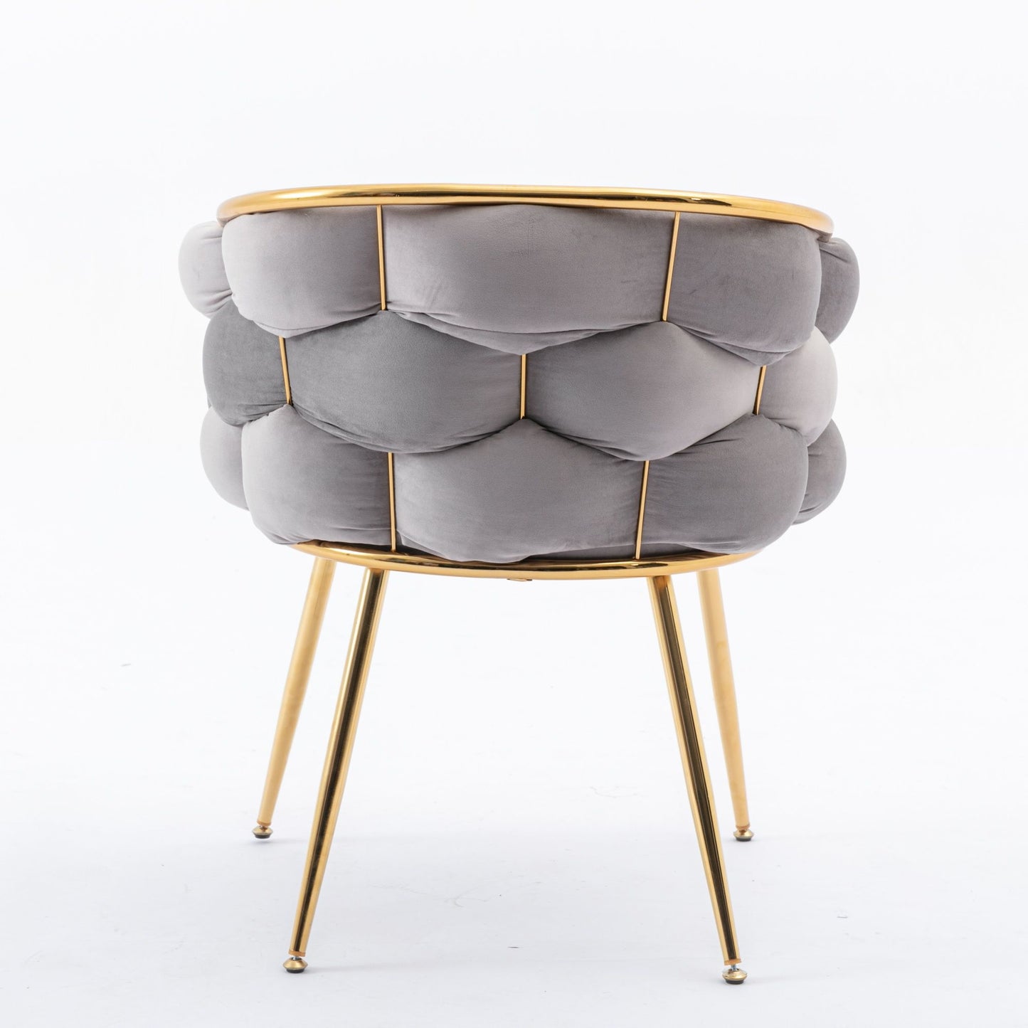 Luxury Modern Simple Leisure Velvet Single Sofa Chair Bedroom Lazy Person Household Dresser Stool Manicure Table Back Chair (Set of 2) - Gray / Gold