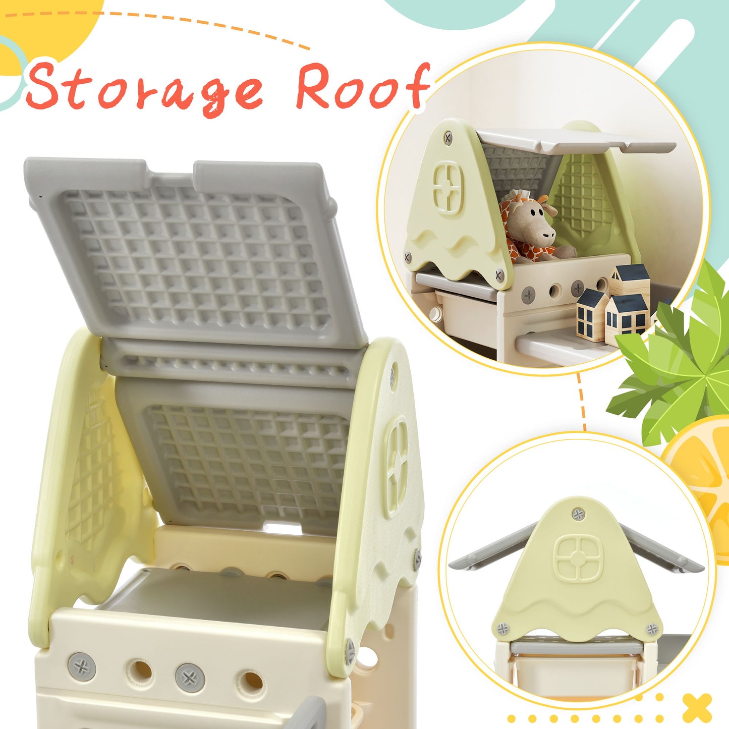 Kids Bookshelf Toy Storage Organizer With 17 Bins And 5 Bookshelves, Multi-Functional Nursery Organizer Kids Furniture Set Toy Storage Cabinet Unit With HDPE SheLF And Bins - Light Green